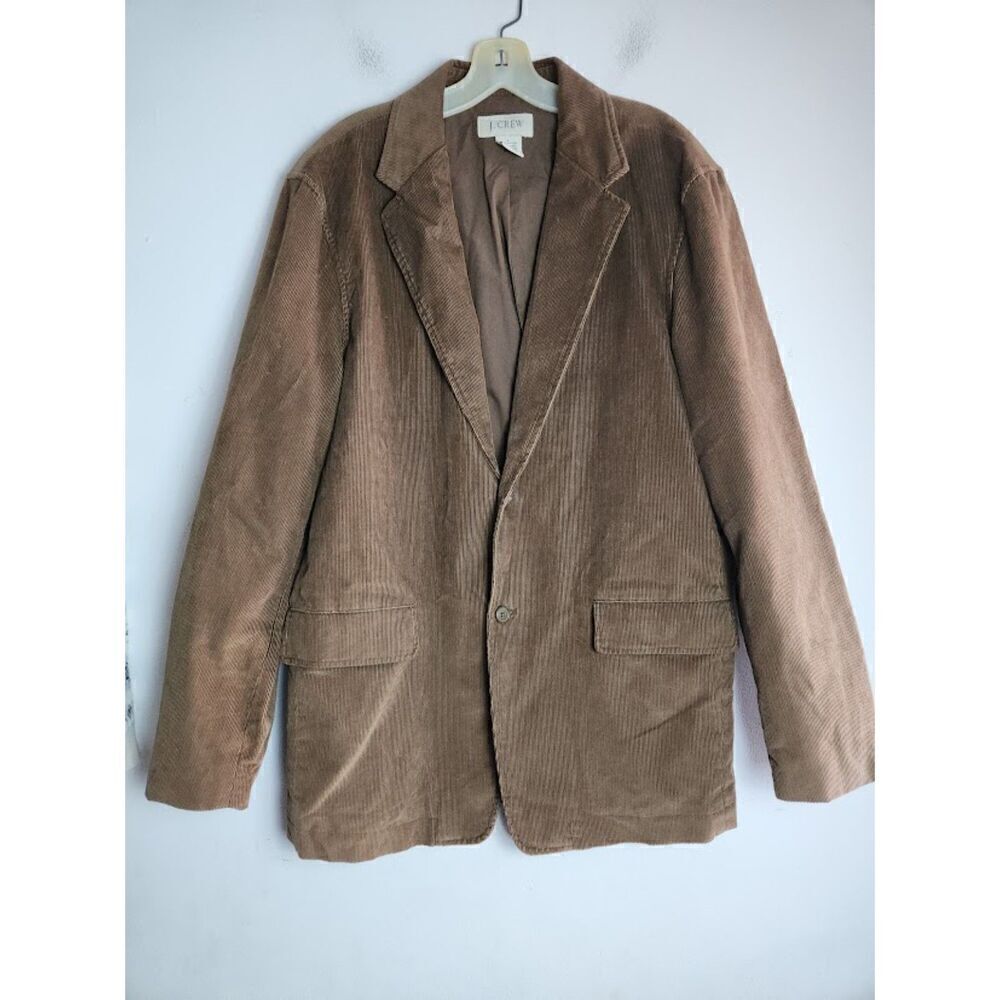 J.Crew Men Dark Tan Brown 100% Cotton Corduroy Single Breasted Blazer size Large